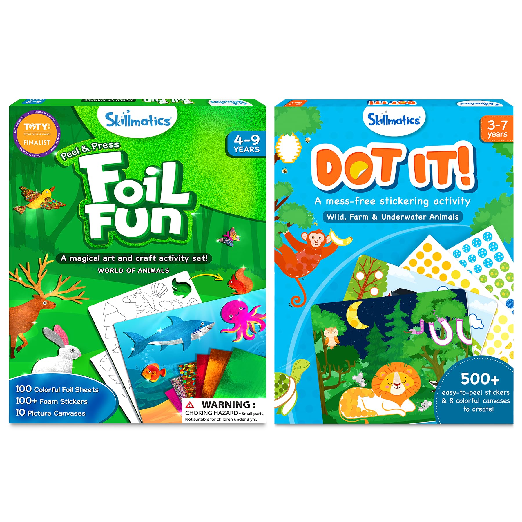 Skillmatics Foil Fun & Dot It Animals Theme Bundle, Art & Craft Kits, DIY Activities for Kids