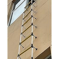 Two Story Fire Escape Ladder 13 ft with Stand-Off Stabilizers - Flame Resistant Emergency Rope Ladder with Spring Hooks - Reusable - Weight Capacity up to 2000 Pounds