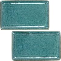 Aito 567519 Natural Color Long Square Plate, Set of 2, Approx. 8.3 x 5.1 inches (21 x 13 cm), Green, Mino Ware, Dishwasher Safe, Microwave Safe, Made in Japan