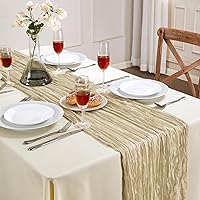 Beige Cheesecloth Table Runner 10FT Boho Gauze Table Runner 35x120 Inch Long Rustic Sheer Runner for Wedding Bridal Baby Shower Birthday Party Table Decor Thanksgiving Christmas Decorations