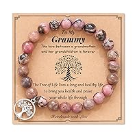 Health & Peace Tree of Life Bracelet for Grandma, Natural Stone with Sparkling Metal Charm, Mother's Day Gift with Blessing Card for Wellbeing and Protection