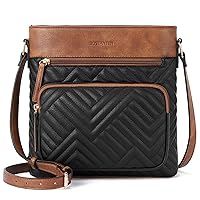 BOSTANTEN Crossbody Purses for Women Multi Pocket Quilted Cross Body Bag Leather Shoulder Handbags with Adjustable Strap