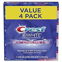 Crest Toothpaste 3D Glamorous White, Mint, (Packaging May Vary) 3.8 Oz, Pack of 4