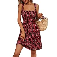 FENSACE Summer Dresses for Women Square Neck Casual Sundresses with Pockets Beach Tank Dress