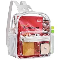 MAY TREE Clear Backpack for Stadium Events for Concert Festival Sport Work, Small Sports Fan Backpack for Outdoor - White
