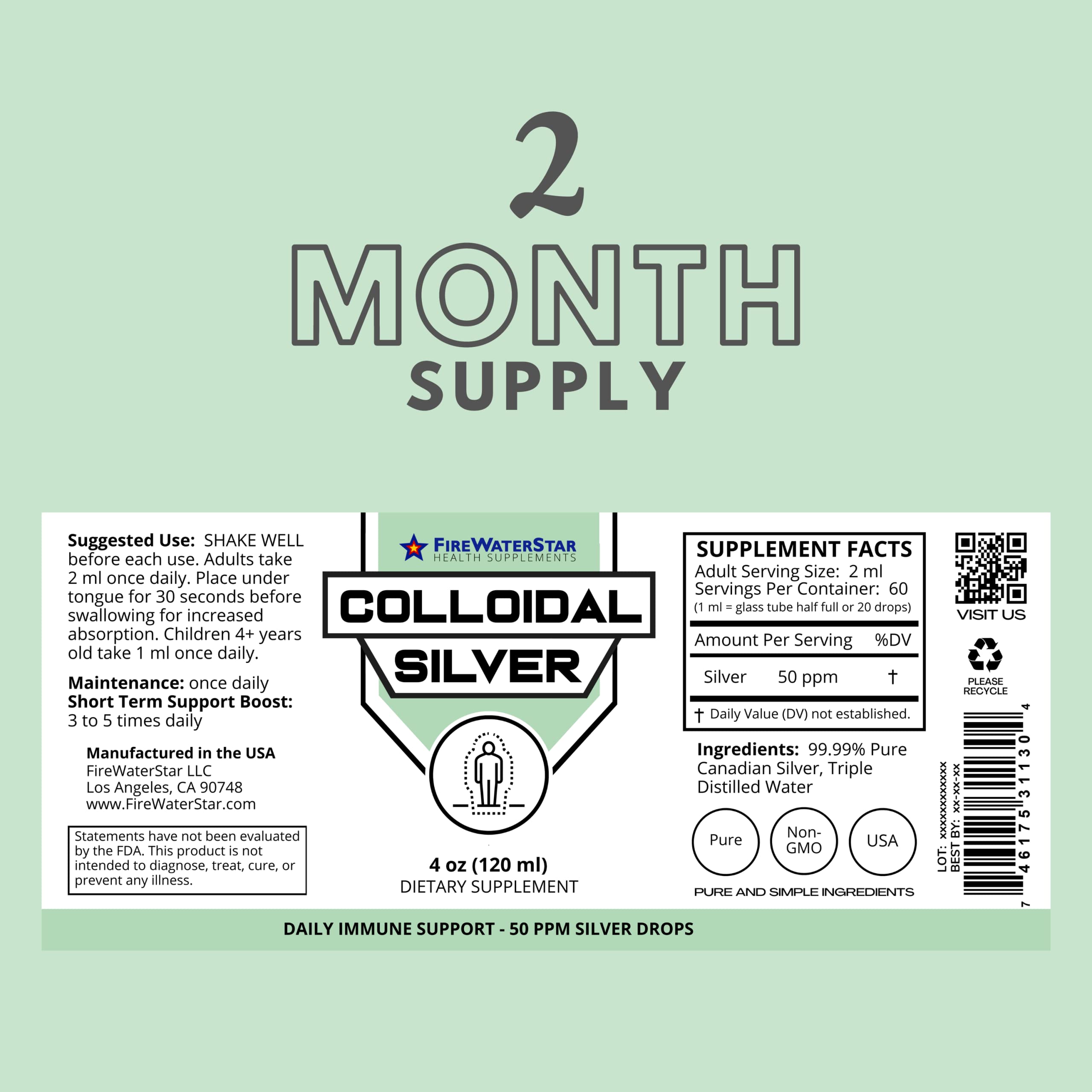 Colloidal Silver + Colloidal Silver Nasal Spray - 2oz - Ultra Fine Silver Mist - 50 ppm - 99.99% Purity - Sinus Relief - Helps with Dry, Irritated, Stuffy Nose - Immune System Support