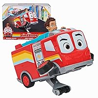 Bo and Flash Fire Truck Toy Vehicle with Pull Back Feature and Wheelie Action, Kids Toys for Boys and Girls Ages 3 and Up