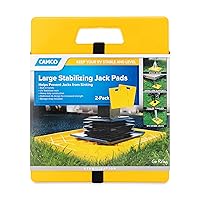 Camco Camper / RV Large Stabilizer Jack Pads - Features Interlocking Design & Handy Strap for RV Storage - Built-In Handle - Use with RV Leveling System, RV Levels & More - 14” x 12”, 2-Pk (44541)