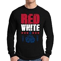 Awkward Styles Men's Red White and Drinking Long Sleeve T Shirt Tee USA Flag 4th of July Party