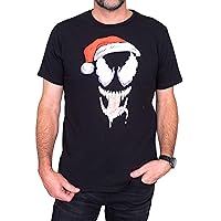 Venom Santa Hat Adult Unisex Short Sleeve Black T-Shirt