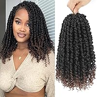 Passion Twist Crochet Hair Brown 14 Inch 8 Packs Pre twisted Passion Twist Hair Pre-looped Crochet Braids Light And Soft Bohemian Crochet Hair For Women (14 Inch (Pack of 8), 1B/30)