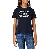 A｜X ARMANI EXCHANGE Women's Cotton Jersey Logo 1991 Crew Neck Fitted Tee