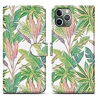 Case Compatible with Apple iPhone 11 PRO MAX - Design Green Rainforest No.8 - Protective Cover with Magnetic Closure, Stand Function and Card Slot