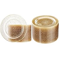 Liacere 100Pieces Gold Plastic Plates Premium Plastic Salad/Dessert for Wedding &Parties