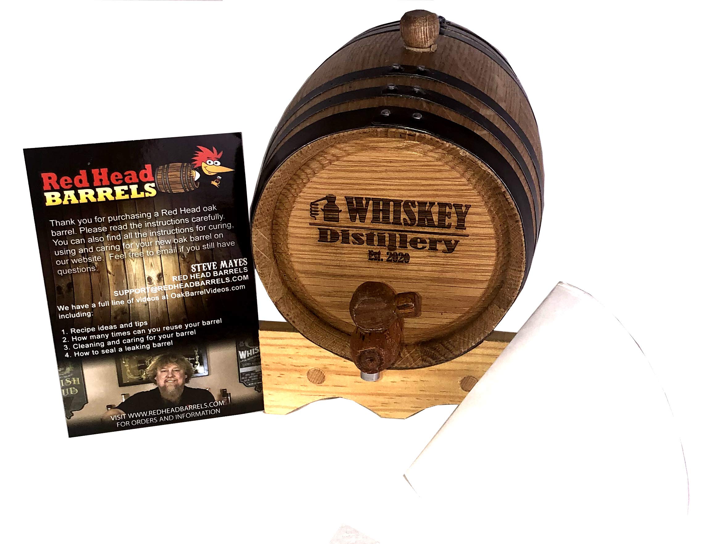 Engraved 2 Liter Charred American White Oak Aging Barrel (Whiskey Distillery)