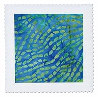 3dRose Blue and Green Image of Batik Square Dot Lines Pattern - Quilt Squares (qs_357485_1)