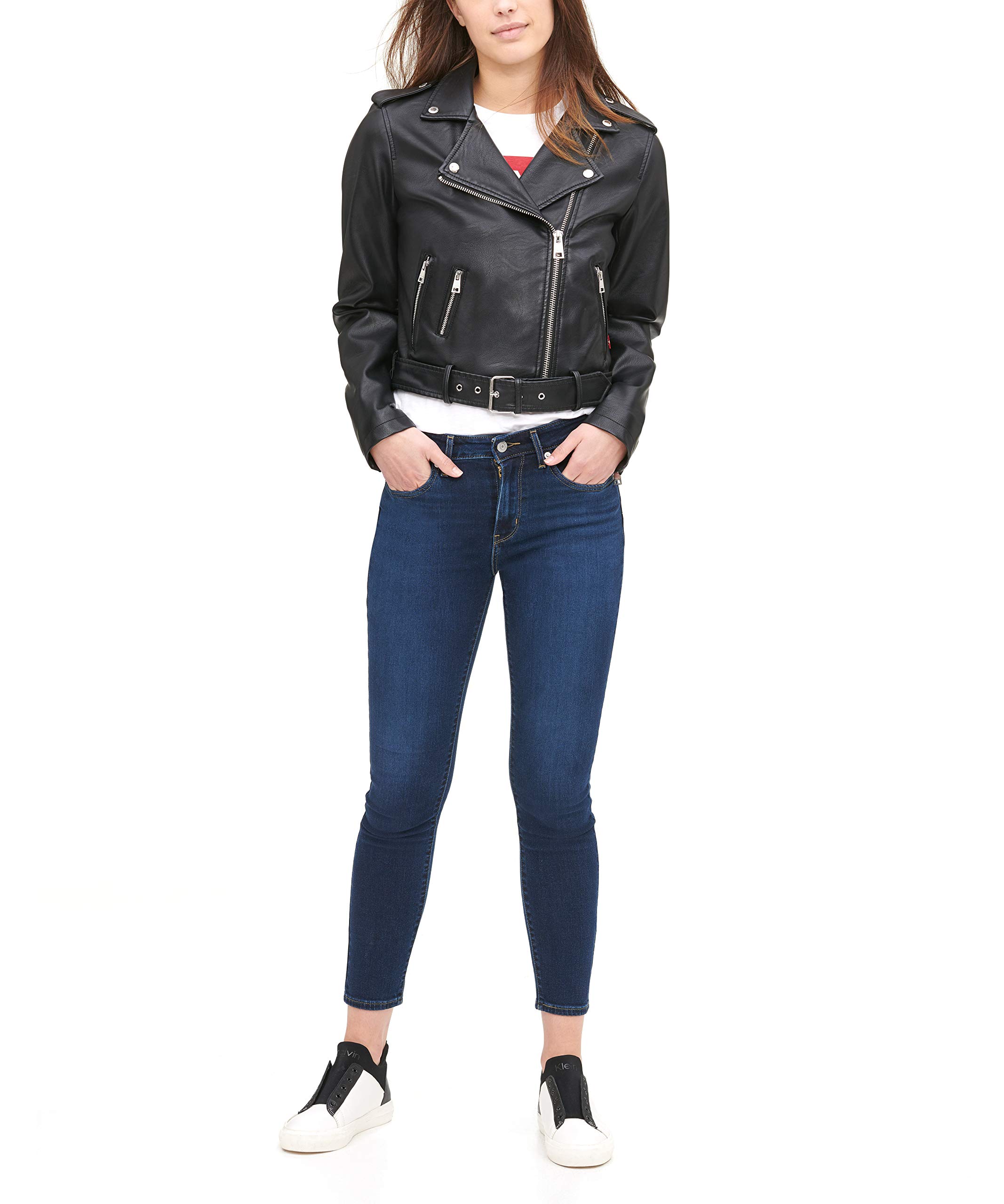 Levi's Women's Faux Leather Belted Motorcycle Jacket (Standard and Plus Sizes)