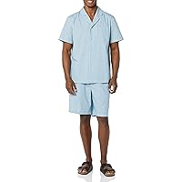 Amazon Essentials Men's Lightweight Woven Notch Collar Short Pajama Set