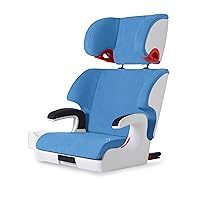 Clek Oobr High Back Booster Seat with Adjustable Headrest, Reclining Design, Latch System, and Retardant-Free Fabric, Ten Year Blue