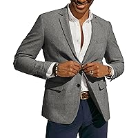 PJ PAUL JONES Mens Blazer Casual Two Button Cotton-Linen Sport Coat Lightweight Plaid Suit Jackets