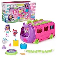 Gabby's Dollhouse Celebration Party Bus, Transforming Playset with Gabby & DJ Catnip Toy Figures & Dollhouse Accessories, Kids Toys for Ages 3 and Up