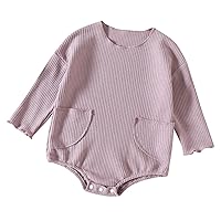 1 Year Old Summer Clothes Girl Newborn Infant Baby Girls Solid Autumn Long Pocket Baby Girl (Purple, 6-12 Months)