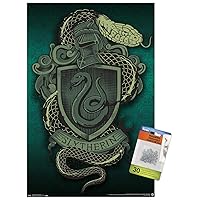 The Wizarding World: Harry Potter - Slytherin Snake Crest Wall Poster with Push Pins