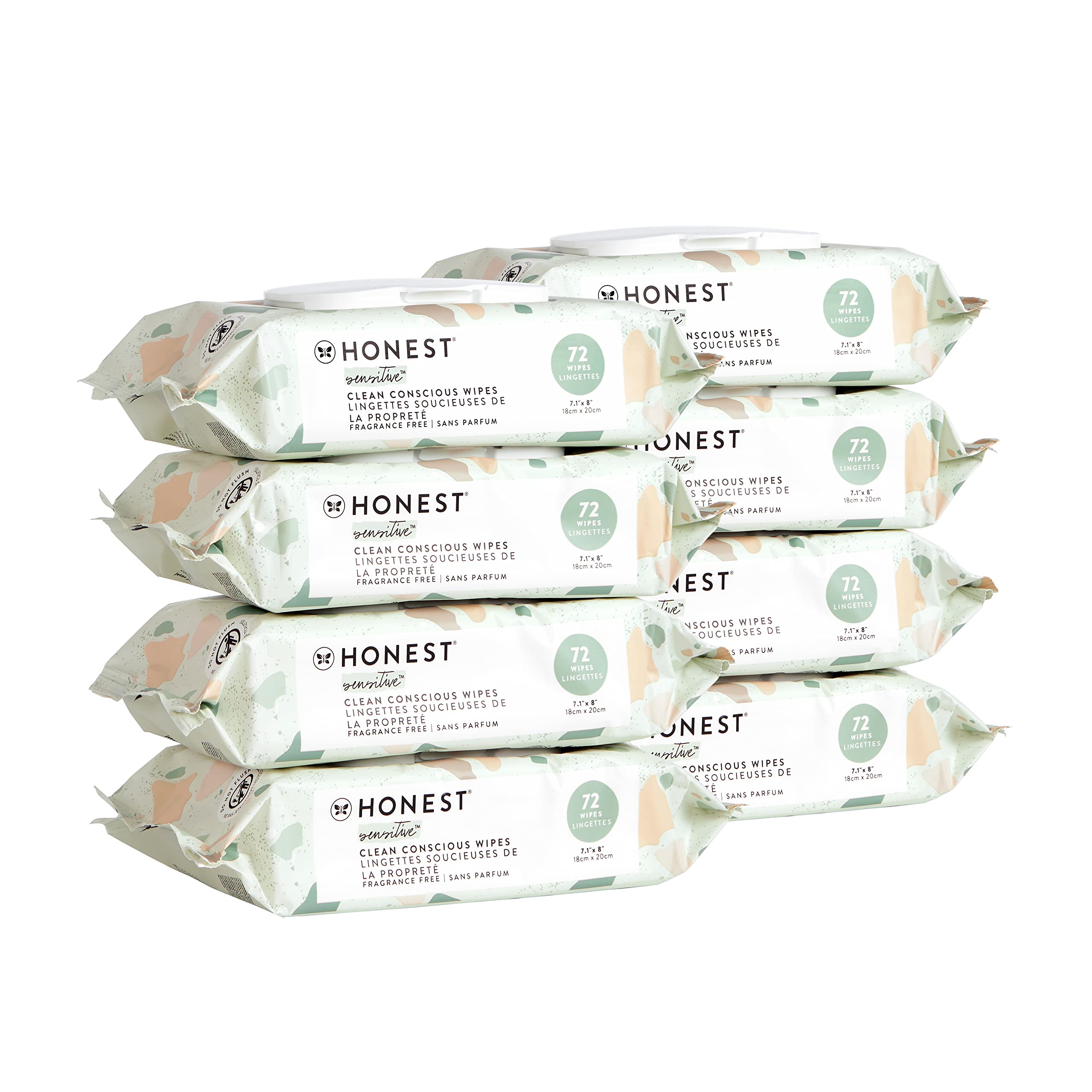 The Honest Company Clean Conscious Wipes | 99% Water, Compostable, Plant-Based, Baby Wipes | Hypoallergenic, EWG Verified | Geo Mood, 72 Count (Pack of 8)