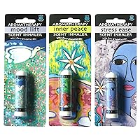 Aromatherapy Inhalers | Mood Lift, Inner Peace, Stress Ease (3 pack) | Personal Essential Oil Diffusers | A Calm Essential Oil Blend with Positive Affirmation | Best Essential Oil Sets