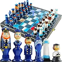 Russian Navy Fleet Themed Chess Set - Wooden Chess Pieces Matryoshka Dolls - Family Board Games - Unique Chess Set - Couples Games - Chess Gifts