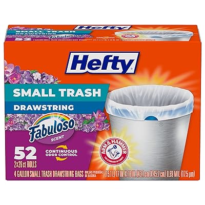  Hefty Small Trash Bags, Fabuloso Scent, 4 Gallon, 52 Count :  Health & Household