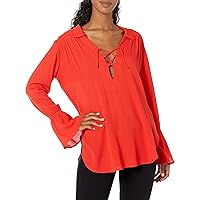 Lucy Love Women's Lace Up Casanova Belted Top