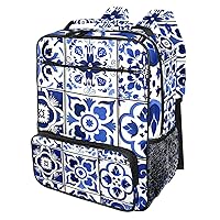 Travel Backpack for Men,Backpack for Women,Vintage Plaid Pattern Blue Print,Backpack