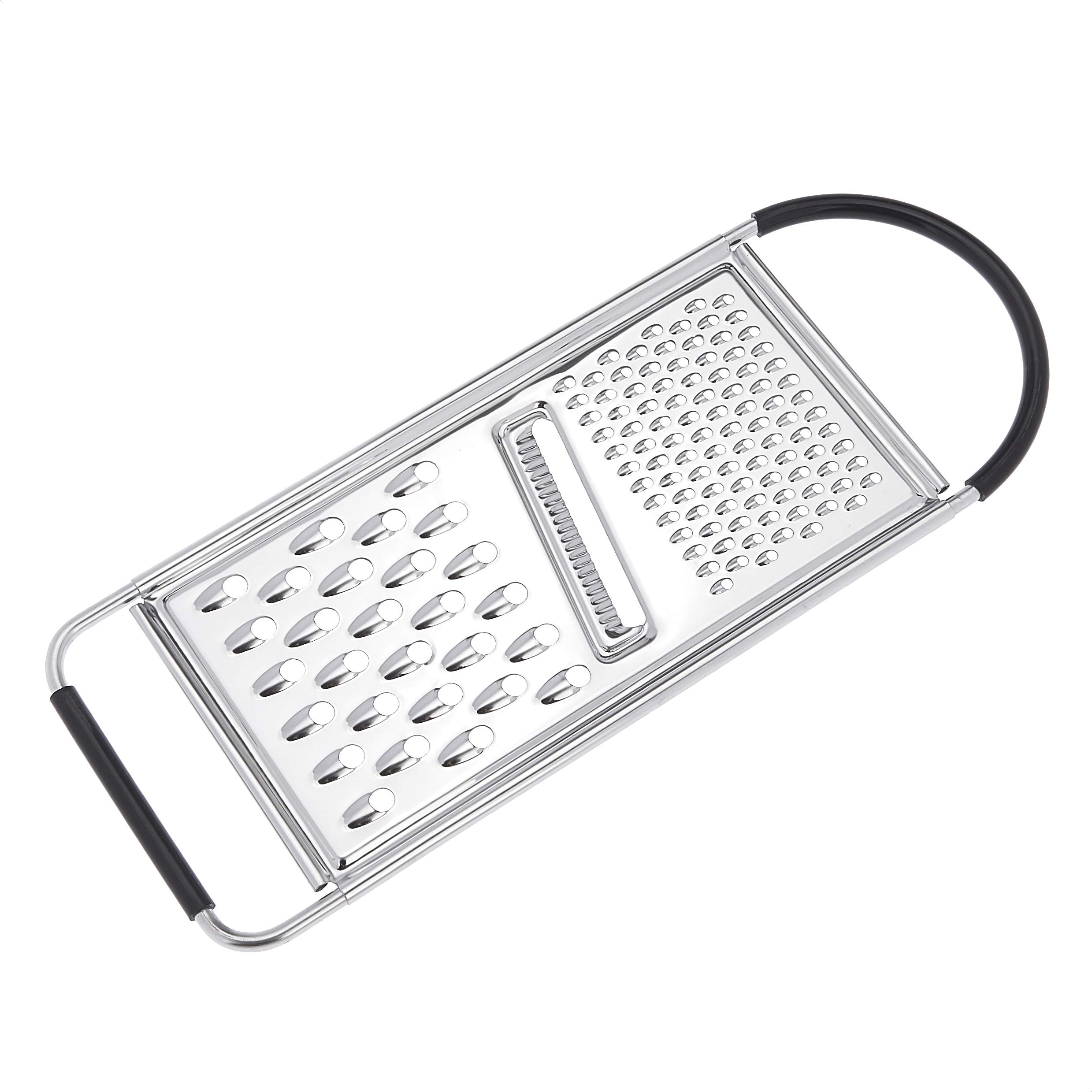 AmazonCommercial Stainless Steel Flat Cheese Grater with Non-Slip Handle and Base