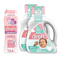 Bundle of Dreft Stage 2: Laundry Detergent Liquid Soap, 64 Total Loads (Pack Of 2) + Dreft Blissfuls In-Wash Scent Booster Beads, Baby Fresh, 13.4 oz