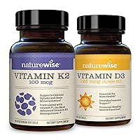 NatureWise Vitamin K2 + Vitamin D3 5,000IU (3 Month Supply - 90 softgels per Bottle)