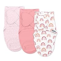 Ingenuity SwaddleMe Monogram Collection Swaddle, 3-Pack, for Ages 0-3 Months - Rainbow