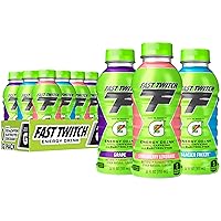 Fast Twitch Energy Drink from the Makers of Gatorade, Glacier Freeze, Strawberry Lemonade, Grape Variety Pack, 12 Fl Oz (Pack of 12)