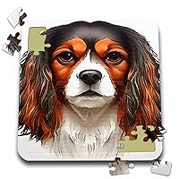 3dRose King Charles Cavalier Spaniel Pet Portrait Black Outline Art - Puzzles (pzl-382533-2)