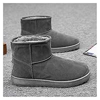 Snow Boots Men's Winter Plus Velvet Thick Warm Cotton Boots Outdoor Men's Casual Men's Boots Warm Cotton Shoes (Color : Grey, Size : 42)