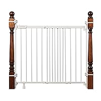 Metal Banister & Stair Safety Pet and Baby Gate,31'-46' Wide, 32.5' Tall, Install Banister to Banister or Wall or Wall to Wall in Doorway or Stairway, Banister and Hardware Mounts -White