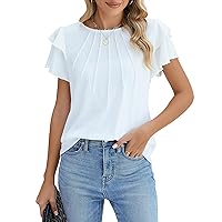 Blooming Jelly Women Dressy Casual Tops Business Work Blouses Summer Shirts Short Sleeve Crew Neck Outfits 2024
