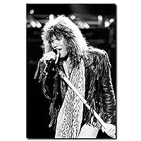 Bon Jovi Poster 24x36 Inches | Slippery When Wet Era | Portrait Black And White| Ready To Frame For Home, Office, Dorm, Business