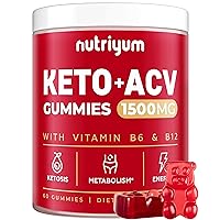 Keto ACV Gummies 1500 mg - Low Sugar & Low Carbs Keto ACV Gummies Advanced Weight Loss - Apple Cider Vinegar Gummies with B6 & B12-60 pcs