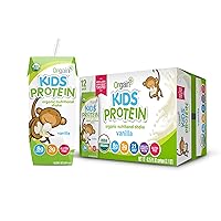 Orgain Organic Kids Nutritional Protein Shake, Vanilla - Kids Snacks with 8g Dairy Protein, 22 Vitamins & Minerals, Fruits & Vegetables, Gluten Free, Soy Free, Non GMO, 8.25 Fl Oz (Pack of 12)