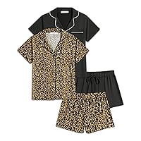 Ekouaer 2 Pack Womens Pajamas Set Button Down Summer Sleepwear Short Sleeve Comfy Pjs Loungewear Set