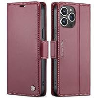 Wallet Case for Apple iPhone 15 Pro Phone Case with Purse Card Holder RFID Blocking Stand Folio Book Folding Flip Case Leather Cover Men Women Shockproof - Burgundy