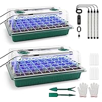 Seed Starter Tray with Grow Light,2 Pack 80 Cells Seedling Tray Kit with Humidity Dome/Indoor Plant Starter Kit, Adjustable Brightness Plant Germination Trays
