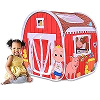 CoComelon Old MacDonald's Musical Barn Pop Up Tent – Easy to Setup Playhouse for Kids | Plays Music, Roll Up Door and Mesh Windows