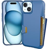Smartish iPhone 15 Wallet Case - Wallet Slayer Vol. 1 [Slim + Protective] Credit Card Holder - Drop Tested Hidden Card Slot Cover Compatible with Apple iPhone 15 - Blues on The Green